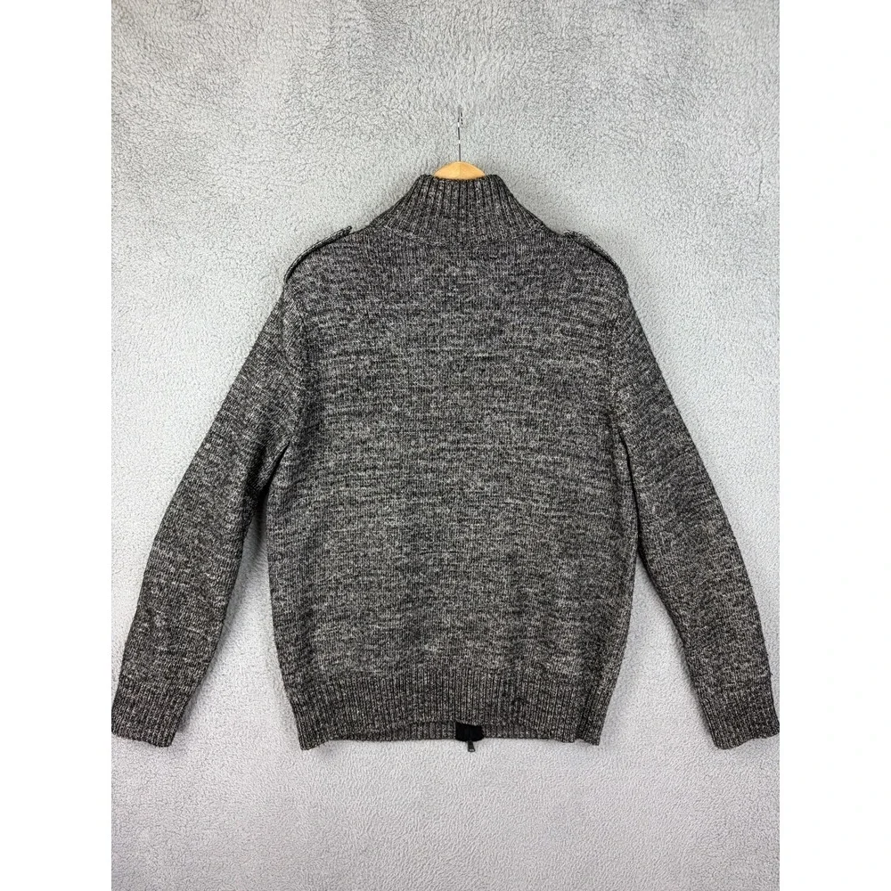 Banana Republic Sweater Mens Medium Gray Cotton Acrylic Full Zip Mock Neck Knit